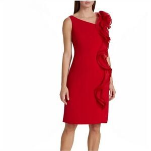 Rickie Freeman for Teri Jon Red Ruffled Dress
